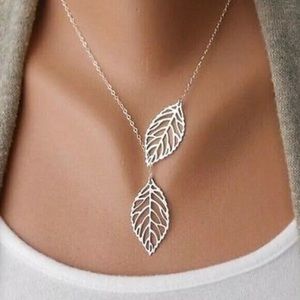 🌼NEW Silver Leaf Statement Double Strand Necklace